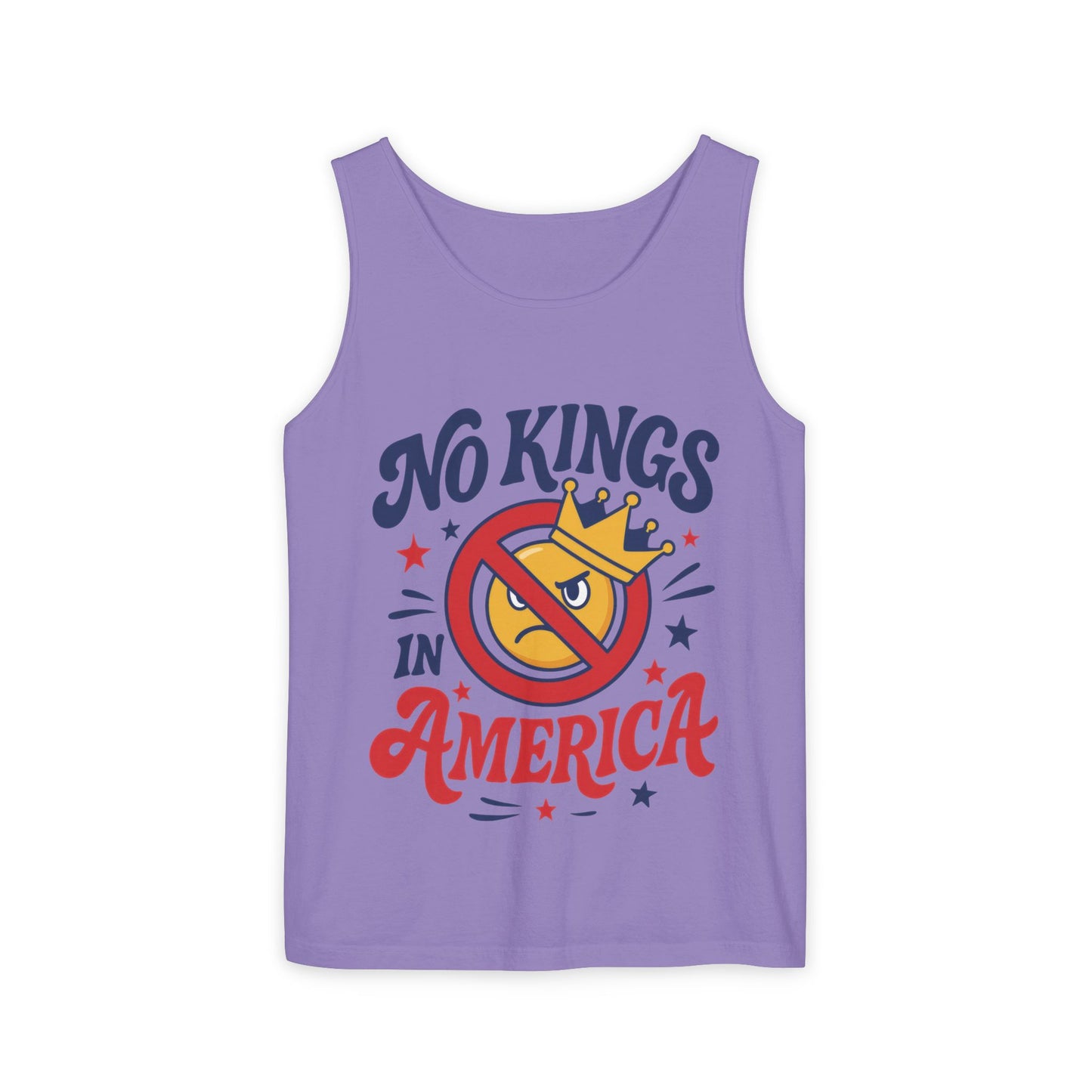 No Kings in America Tank Top - Funny Patriotic Anti Monarchy Sleeveless Shirt - USA Freedom Top, Unisex Summer Apparel, USA Independence Day