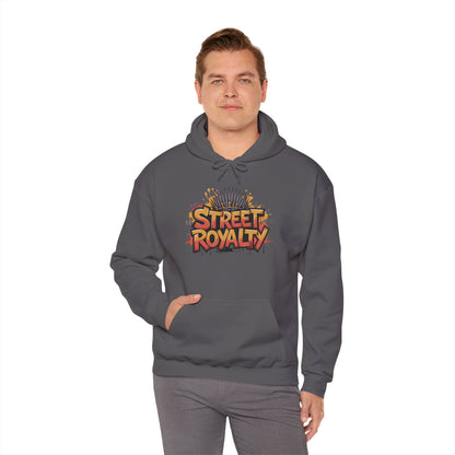 Street Royalty Men's Hoodie, Graffiti Crown Graphic Sweatshirt, Urban Streetwear Pullover with Throne Design