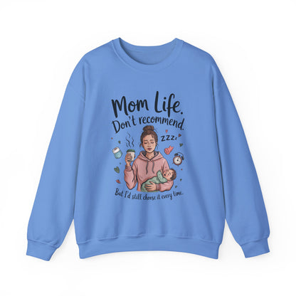 Mom Life Crewneck Sweatshirt, New Mom Gift, Cozy Everyday Wear, Funny Parent Apparel, Tired Mama Humor Tee