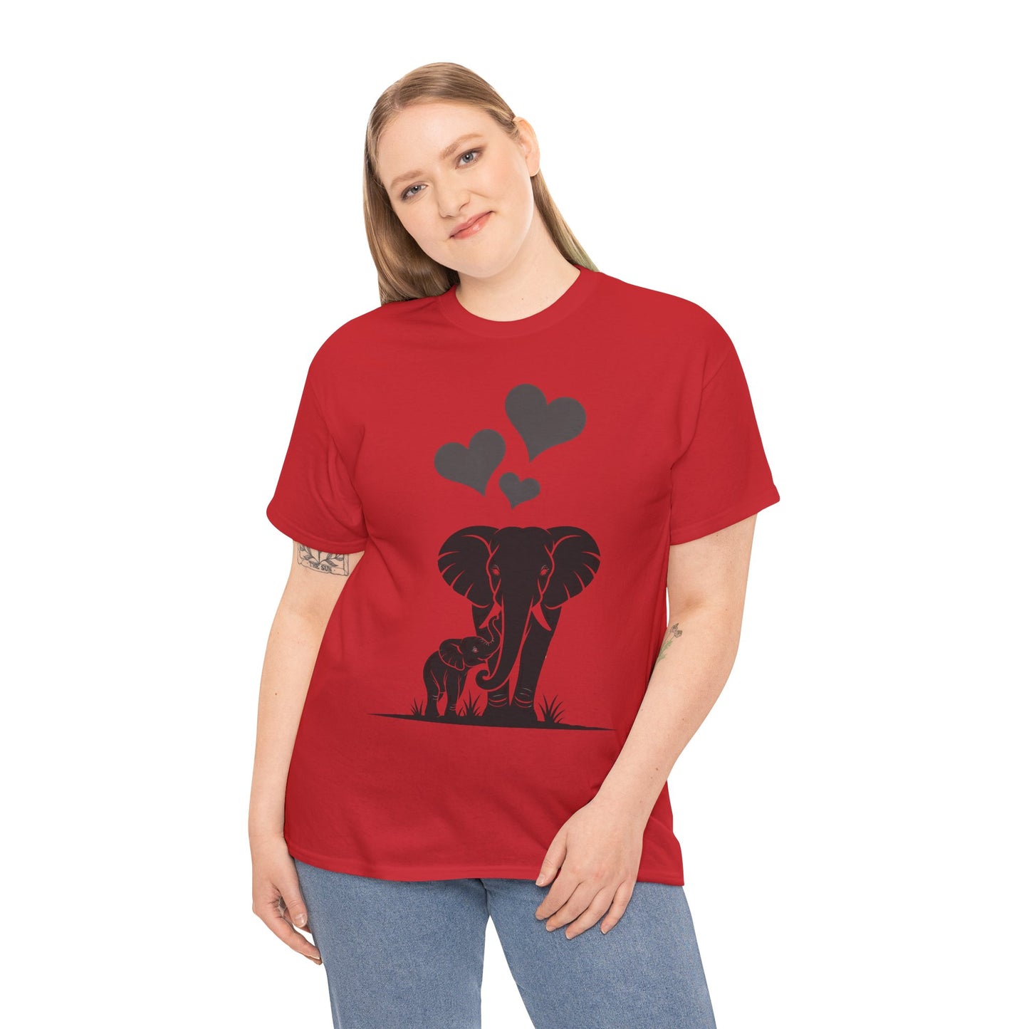 Elephant Mom and Baby T-Shirt, Elephant Love Cotton Tee, Cute Animal Shirt, Animal Lover Gift, Cute Minimalist Elephant Design