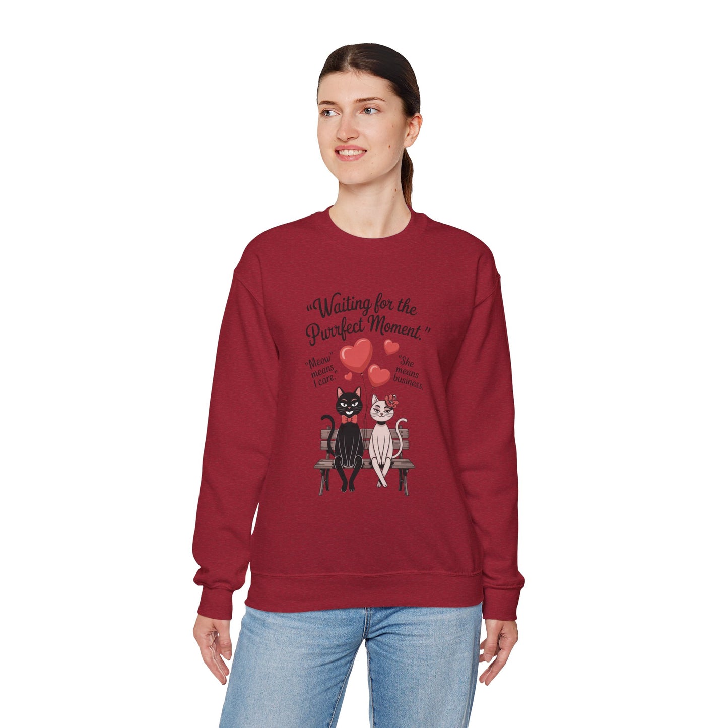 Cute Cat Lovers Womens Sweatshirt, Cozy Gift for Pet Owners, Perfect for Valentine's Day, Animal Lover Apparel, Relaxed Love Sweatshirt