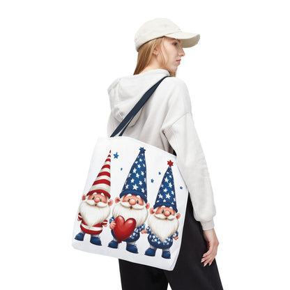 Patriotic Gnome Tote Bag, Stars and Stripes Reusable Grocery Bag, Cute Gnome Summer Bag, Holiday Gift Tote, Eco-Friendly Shopping Bag