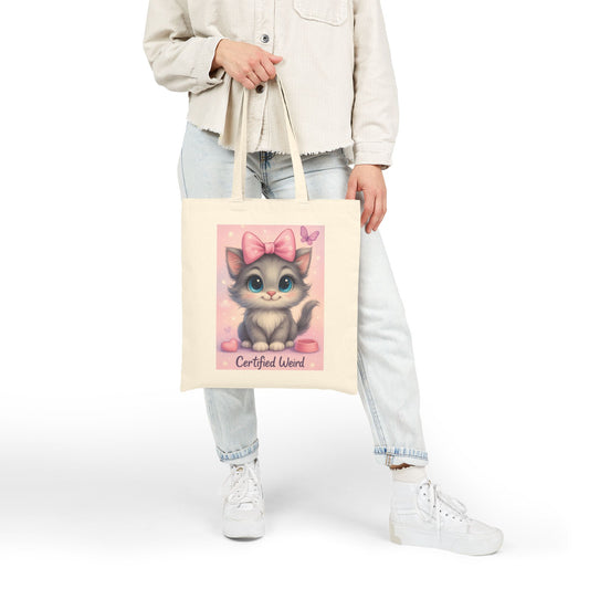 Certified Weird Cat Tote Bag, Cute Canvas Bag, Funny Gift for Cat Lovers, Everyday Shopper, Eco-Friendly Bag