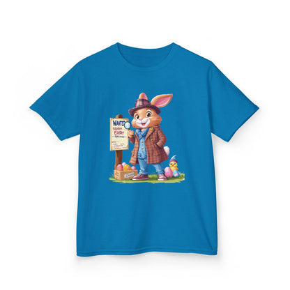 Detective Bunny Easter Kids Tee - Fun Egg Hunt T-Shirt with Mystery Theme, Cute Spring Gift for Kids, Heavy Cotton Easter Outfit