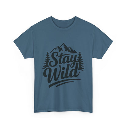 Stay Wild Adventure Tee, Unisex Heavy Cotton Tee for Nature Lovers, Camping, Hiking, Gifts for Outdoorsy Friends, Nature Graphic Tee