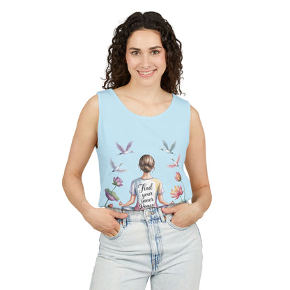 Meditation Floral Womens Tank Top, Find Your Inner Peace, Yoga Apparel, Gift for Mindfulness, Summer Relaxed Wear