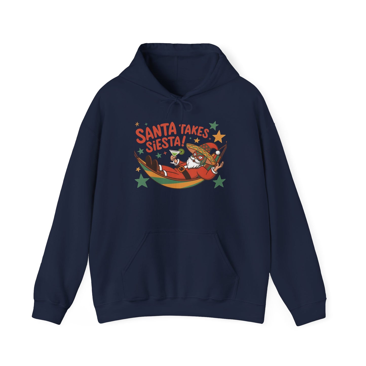 Santa Takes a Siesta Funny Christmas Hoodie for Men, Mexican Santa Holiday Sweatshirt, Siesta Santa Christmas Sweater