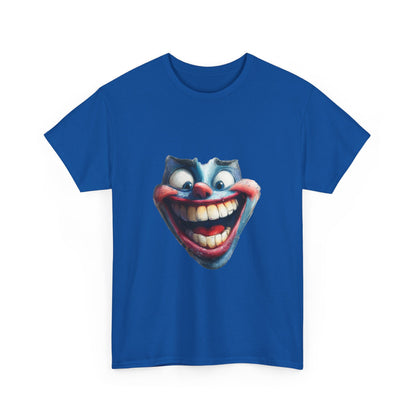 Funny Clown Face Unisex Heavy Cotton Tee, Creepy Clown Face T-Shirt, Humor T-Shirt,Clown Theme Shirt, Funny Horror Graphic Tee