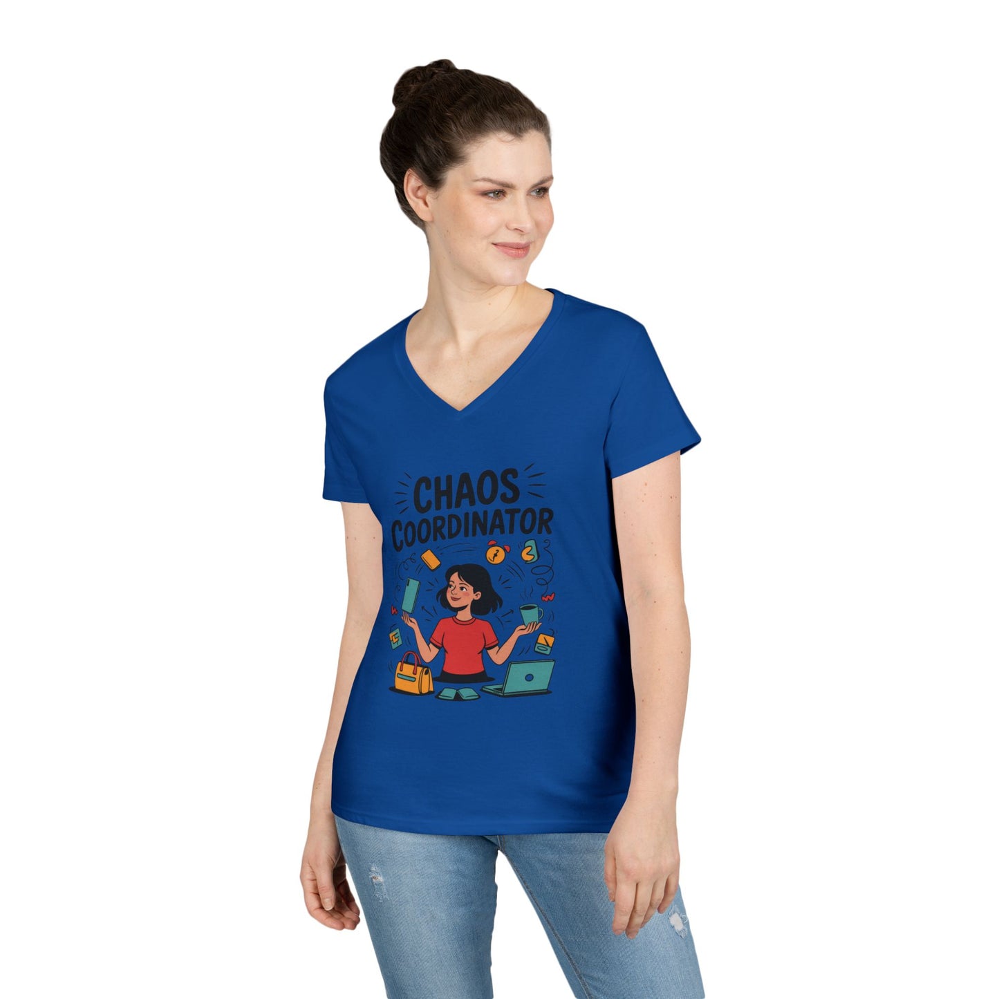 Chaos Coordinator Ladies' V-Neck T-Shirt, Funny Mom Shirt, Multitasking Mom Gift, Busy Mom Life Tee, Cute Mother's Day Gift for Mom