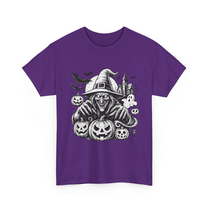 Scary Witch Halloween Shirt Women, Gothic Pumpkin Ghost Tee, Spooky Horror Tee with Bats