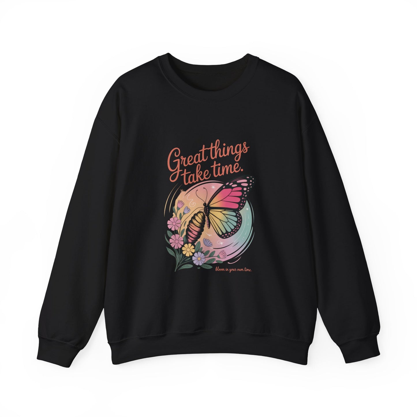 Inspirational Butterfly Sweatshirt - Great Things Take Time, Cozy Unisex Crewneck, Perfect Gift for Nature Lovers, Relaxed Style, [...]