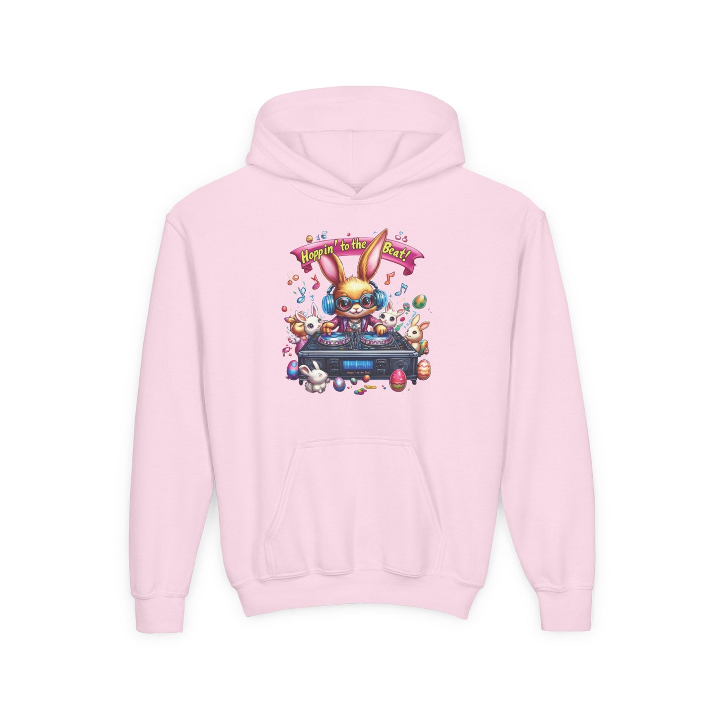 DJ Bunny Easter Hoodie for Kids - Fun Music Bunny Graphic, Hoppin' to the Beat Design, Cool Spring Sweatshirt, Easter Gift for Youth