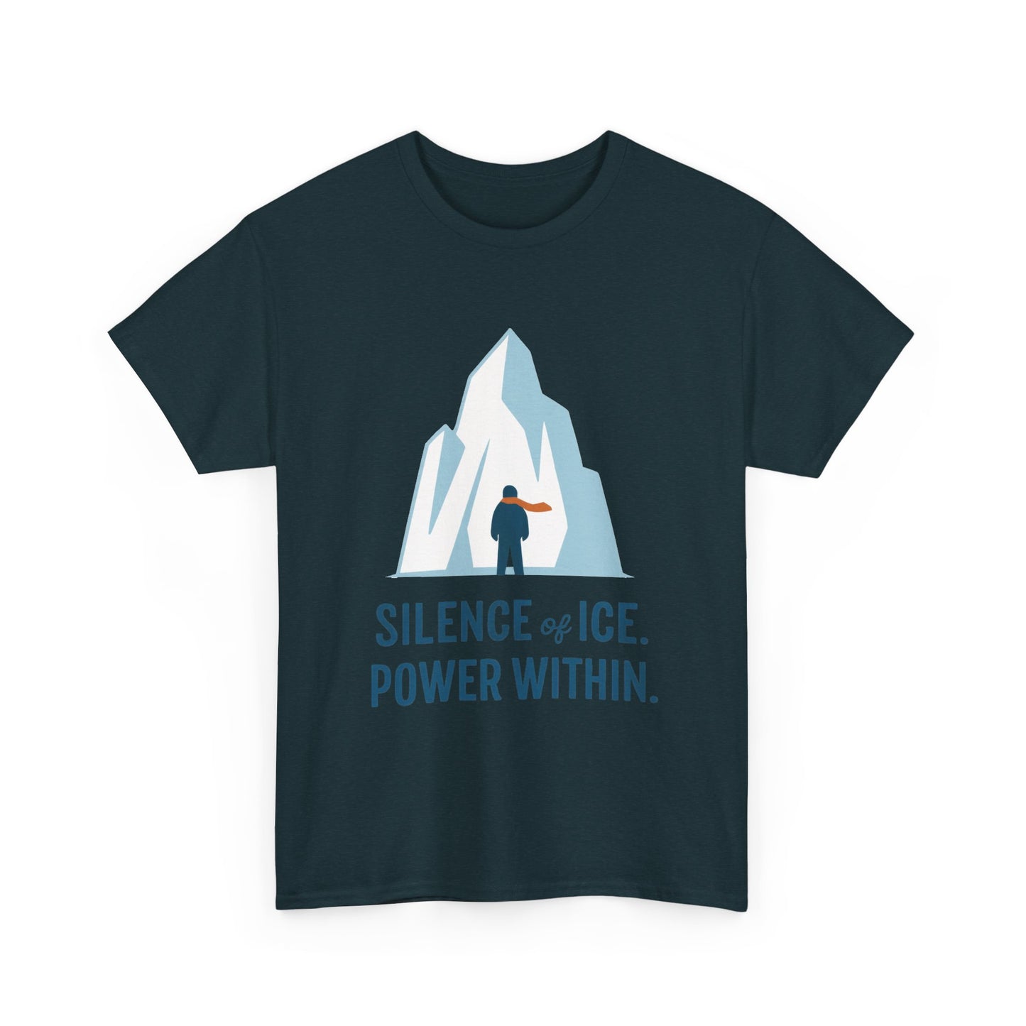 Silence of Ice Power Within Mens T-Shirt,  Minimalist Nordic Iceberg Graphic Tee
