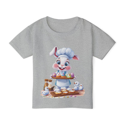 Easter Bunny Chef Toddler T-Shirt - Cute Spring Baking Shirt with Colorful Eggs - Cotton Easter Tee for Kids, Easter Toddler Gift