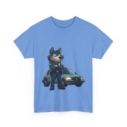 Cool Police Wolf Cartoon Shirt, Funny Cop Animal Graphic Tee,  Law Enforcement Gift T-Shirt, Tee for Dog Lovers, Gifts for Police Week