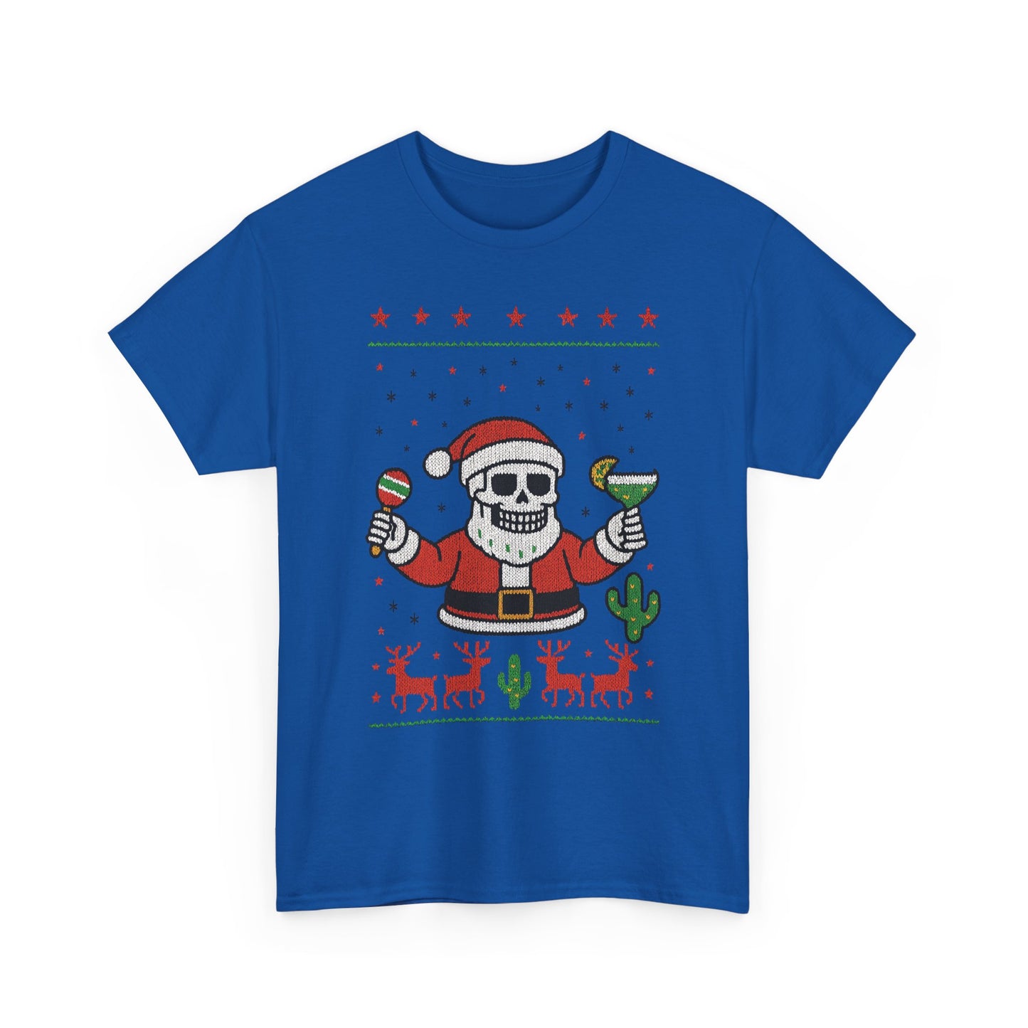 Skeleton Santa Funny Christmas T-Shirt for Men, Margarita - Maracas Holiday Tee