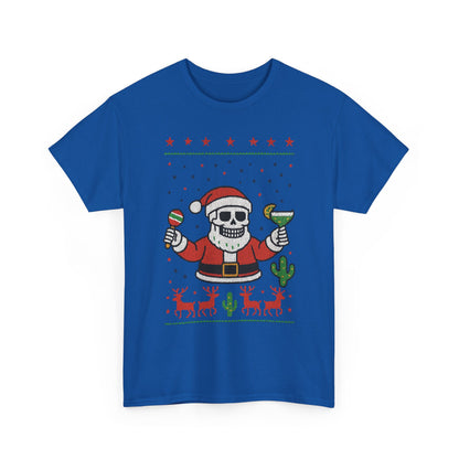 Skeleton Santa Funny Christmas T-Shirt for Men, Margarita - Maracas Holiday Tee