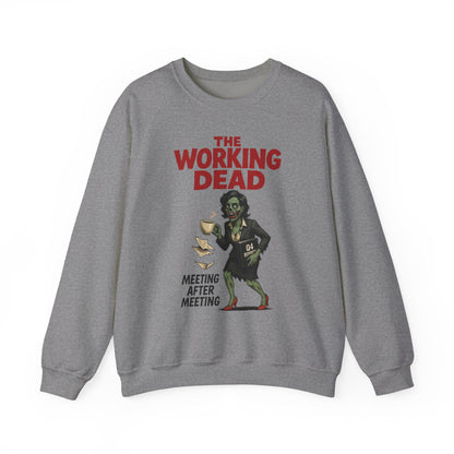 The Working Dead Women's Funny Zombie Sweatshirt, Office Humor Crewneck, Halloween Work Top