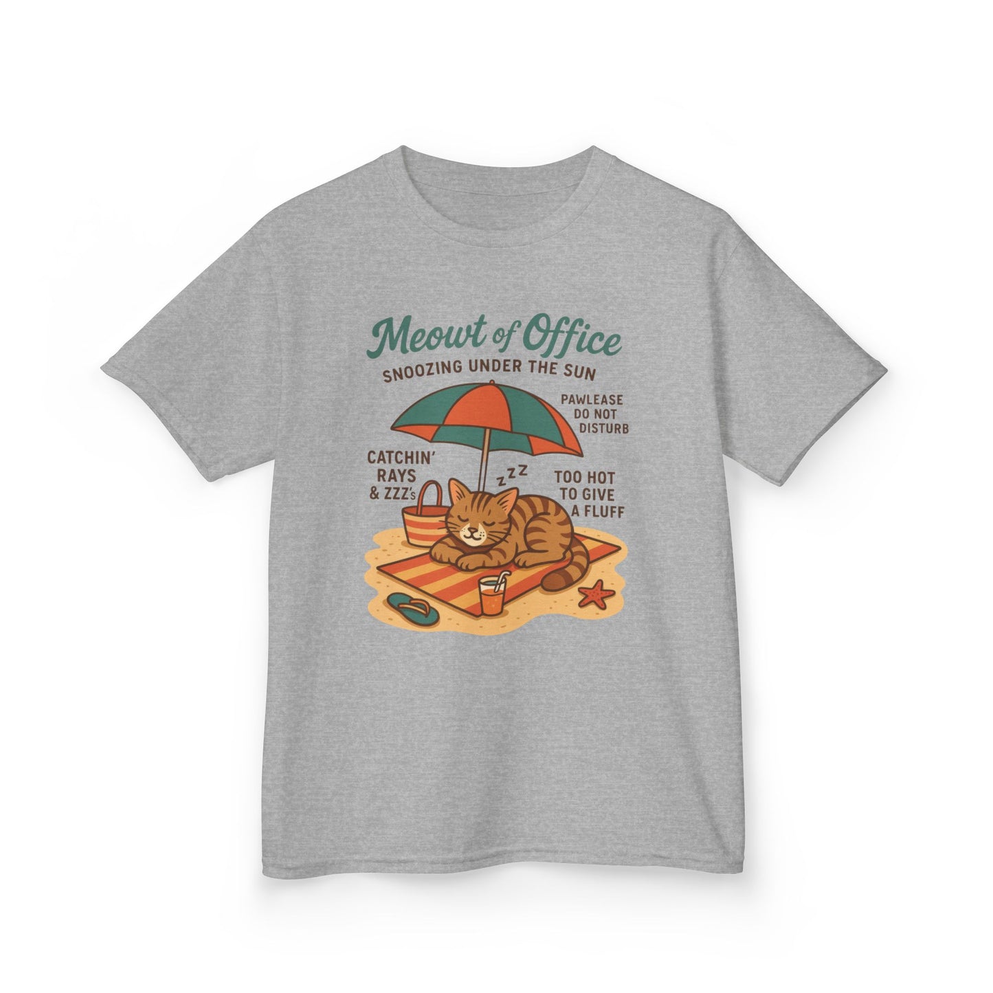 Kids Cat-Themed T-Shirt - Meowt of Office, Cute Summer Tee, Cat Lover Gift, Fun Playwear, Summer Beach Vacation Tee