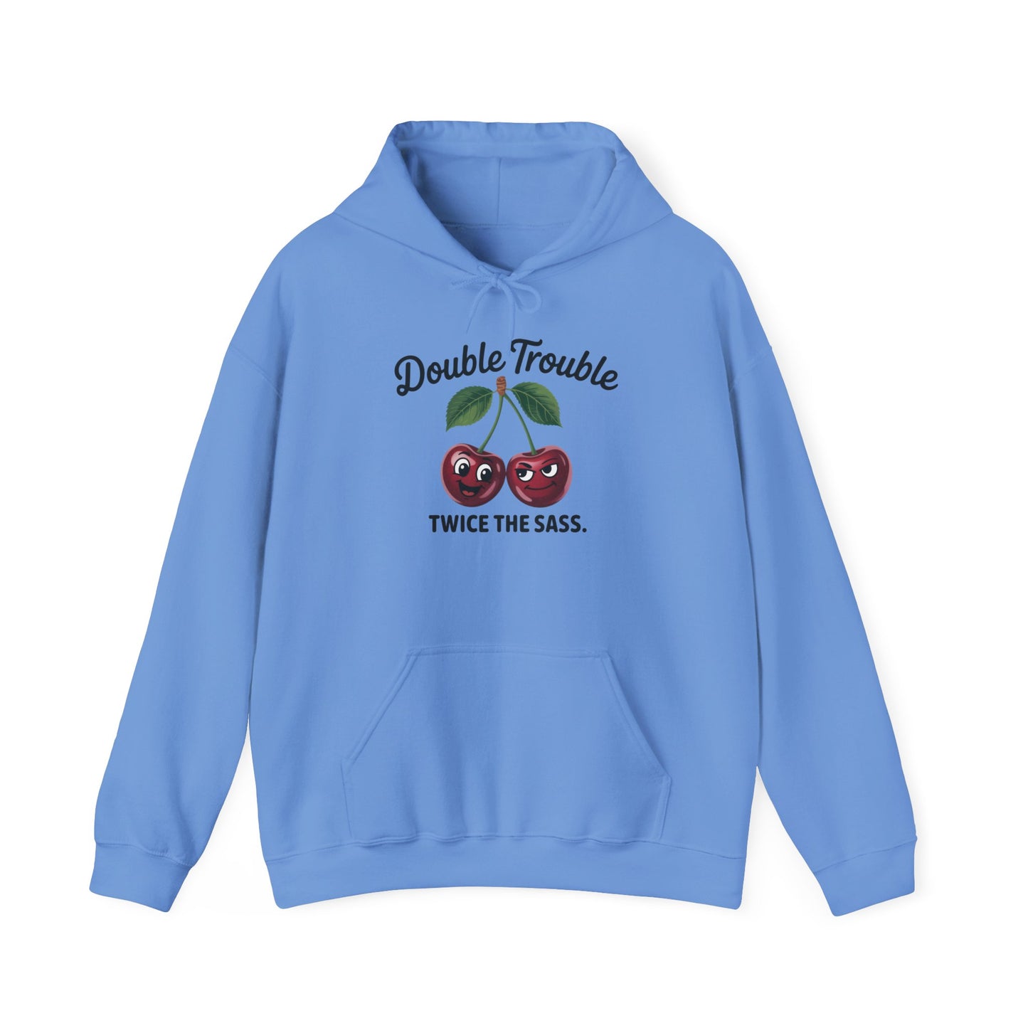 Double Trouble Cherry Hoodie, Cute Funny Womens Hooded Sweatshirt, Twice The Sass Fruit Graphic Pullover, Sassy Cherry Hooded Top