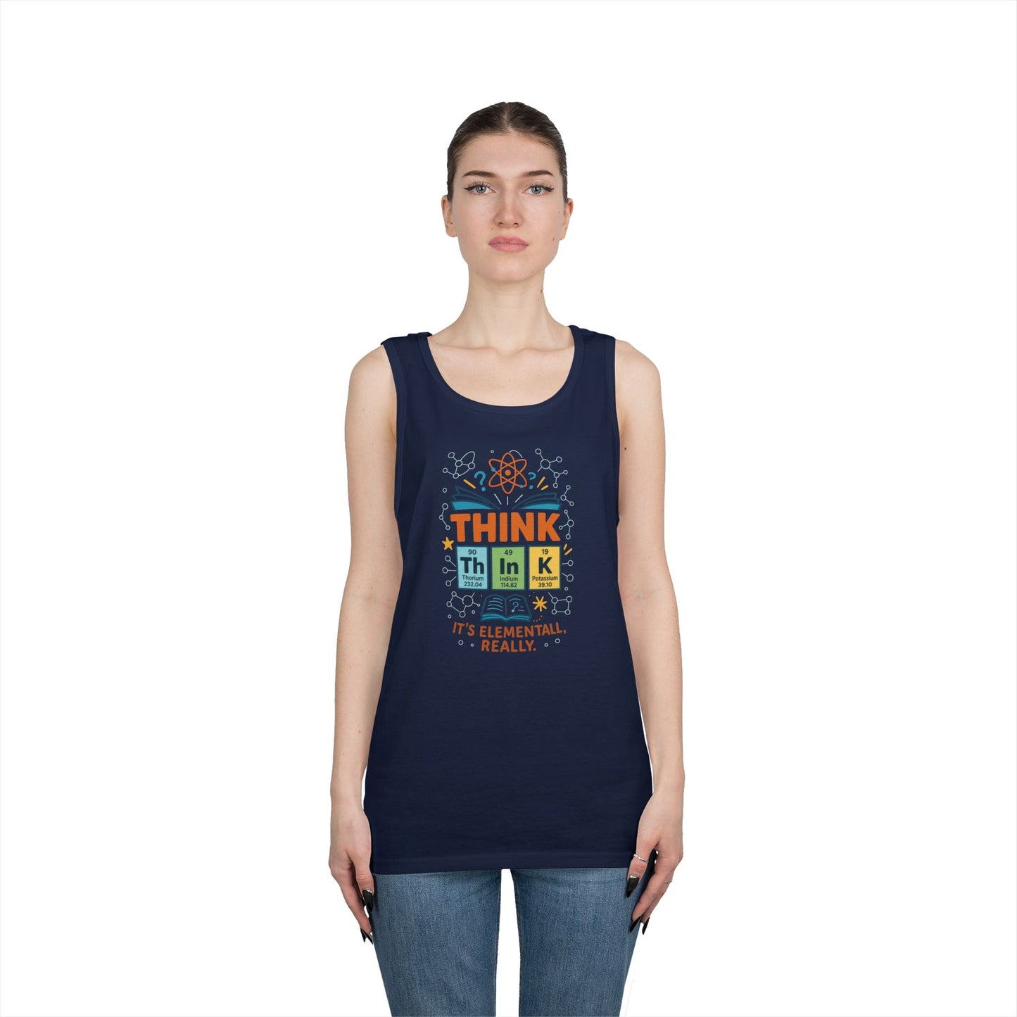 Think Tank Top for Men, Nerdy Chemistry Shirt, Periodic Table Funny Science Tank, Geeky STEM Gift for Him, Science Lovers Gift