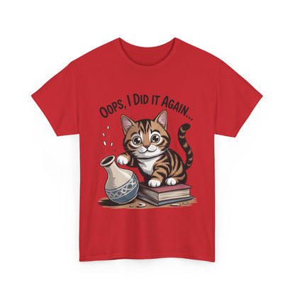 Playful Cat Women's Tee, Funny Oops I Did It Again Design, Cat Lover Gift, Casual Wear, Birthday Gift, Pet Lover Tee, Women's Gift