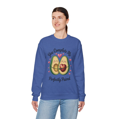 Cute Avocado Love Crewneck Sweatshirt, Sweatshirt for Couples, Perfect Gift for Valentines Day, Cozy Apparel, Avocado Lover Gift