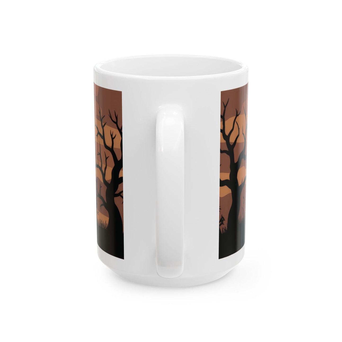 Halloween Pumpkin Night Mug, Spooky Forest - Bats Coffee Cup, Gothic Fall Gift for Her - Him, Ceramic Mug, (11oz, 15oz)