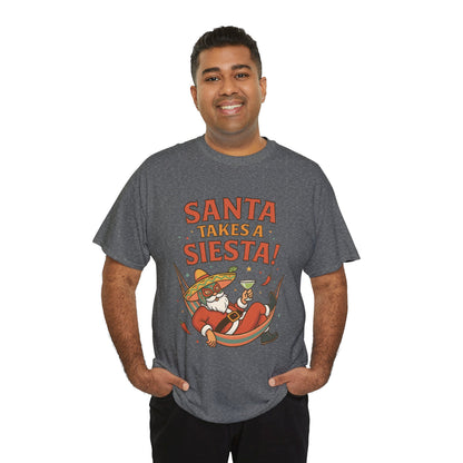 Santa Takes a Siesta Funny Christmas T-Shirt for Men, Mexican Santa Holiday Tee