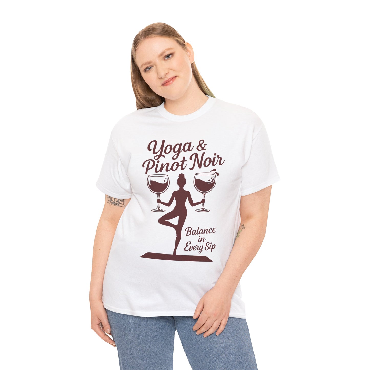 Yoga and Wine Shirt Women, Funny Pinot Noir Tee, Balance in Every Sip Tee, Yoga Lover Gift