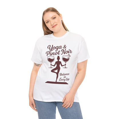 Yoga and Wine Shirt Women, Funny Pinot Noir Tee, Balance in Every Sip Tee, Yoga Lover Gift
