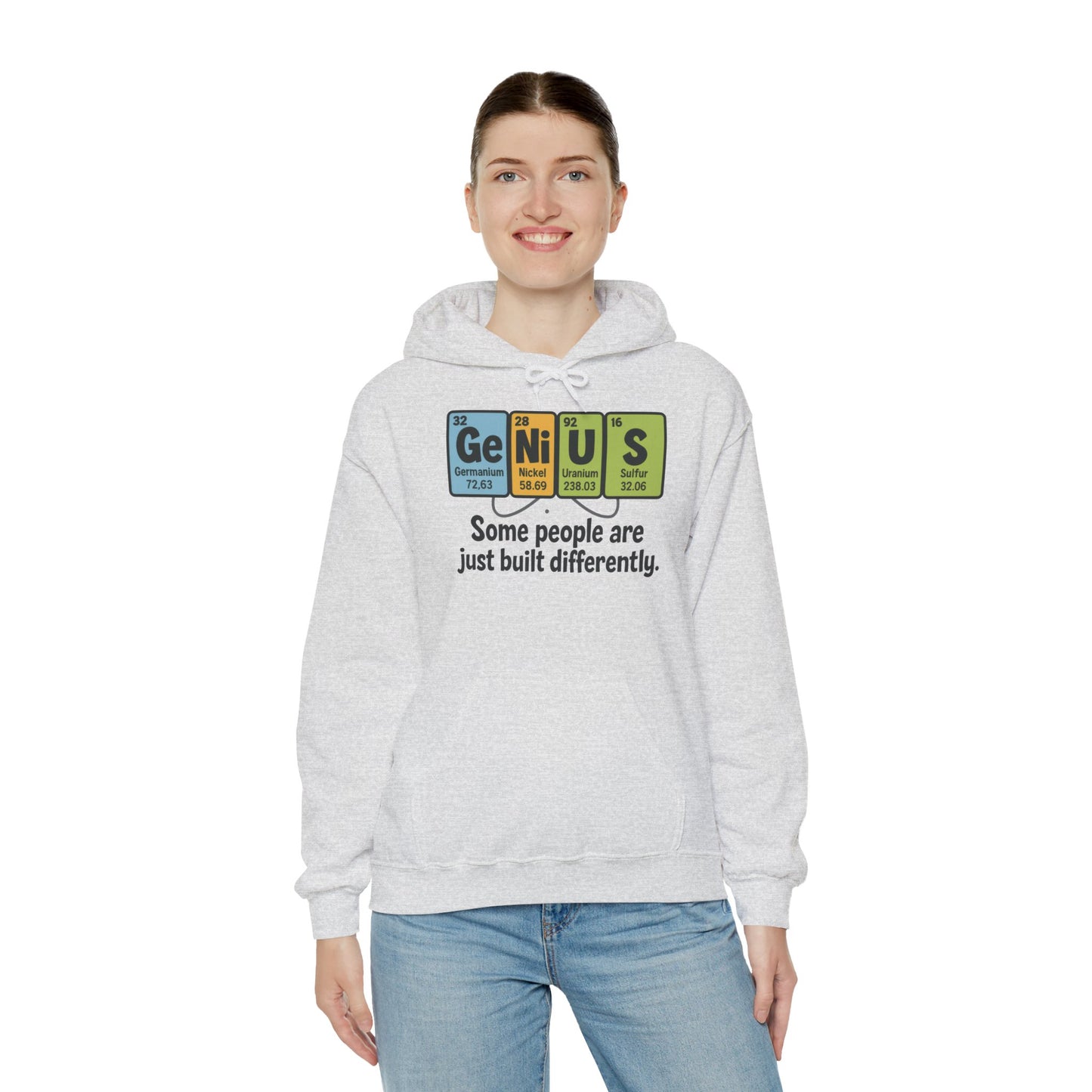 Funny Womens Genius Hoodie, Periodic Table Science Pullover, Nerdy Chemistry Sweatshirt for Her, Science Lover Apparel, Funny Chemistry Gift