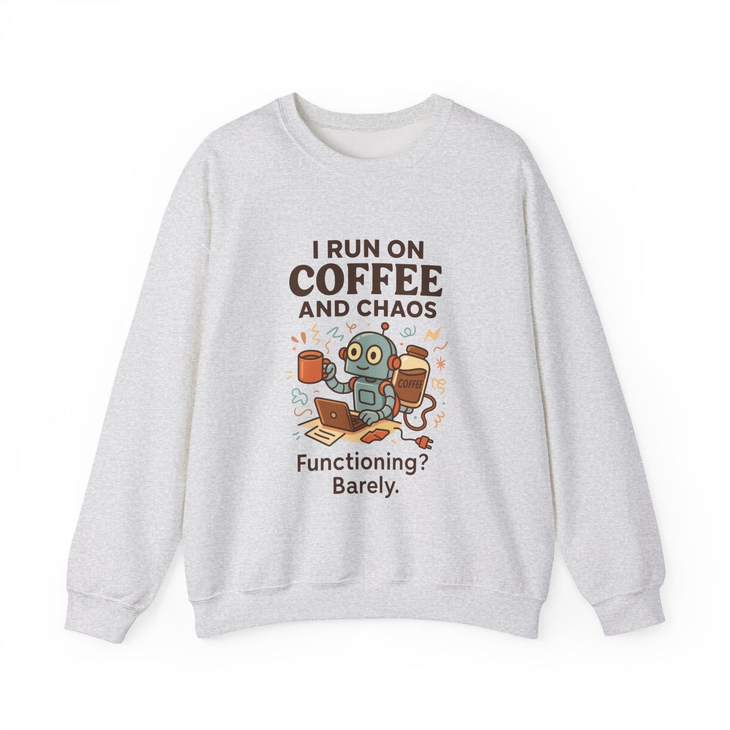 Coffee and Chaos Crewneck Sweatshirt, Funny Sweatshirt for Coffee Lovers, Unisex Gift, Cozy Everyday Wear, Ideal for Holidays