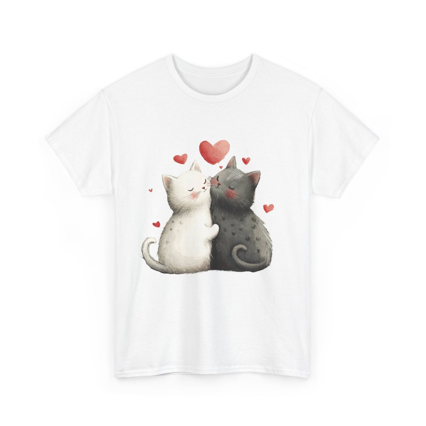 Cute Cat Love T-Shirt, Adorable Feline Couple Tee, Gift for Cat Lovers, Valentine's Day Shirt, Cozy Everyday Wear, Cat Mom T-Shirt