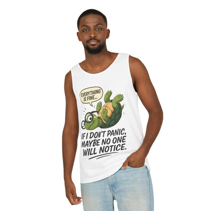 Mens Funny Turtle Graphic Tank Top, Summer Apparel, Gift for Animal Lovers, Beach Day Essentials, Mens Casual Wear, Relaxed Vibes