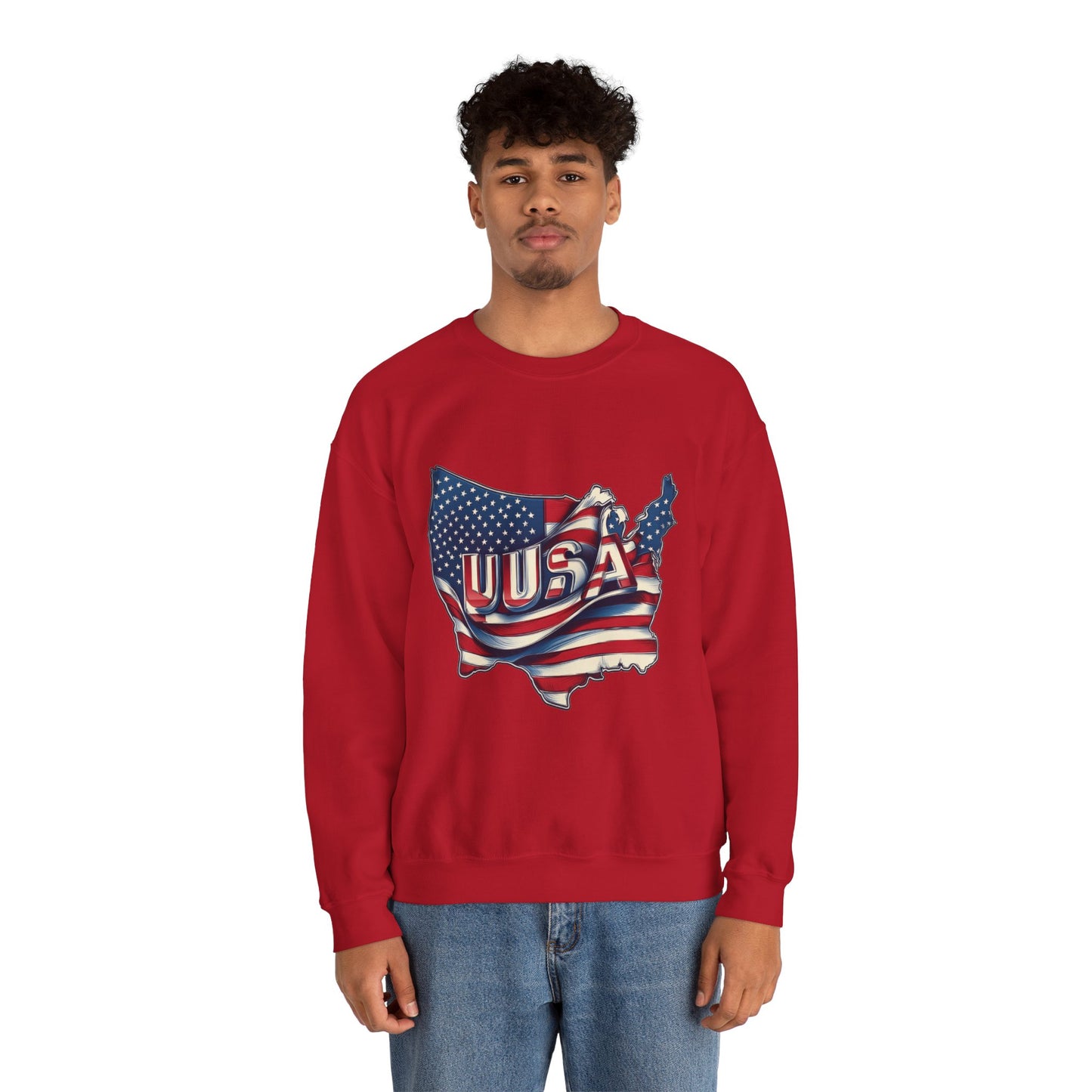 Patriotic USA Crewneck Sweatshirt, Unisex Sweatshirt, American Flag Apparel, Casual Comfort, Great for Independence Day and Holidays