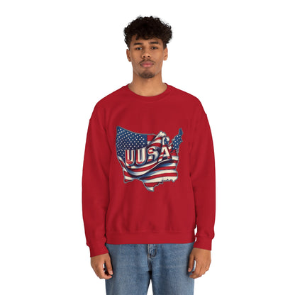Patriotic USA Crewneck Sweatshirt, Unisex Sweatshirt, American Flag Apparel, Casual Comfort, Great for Independence Day and Holidays