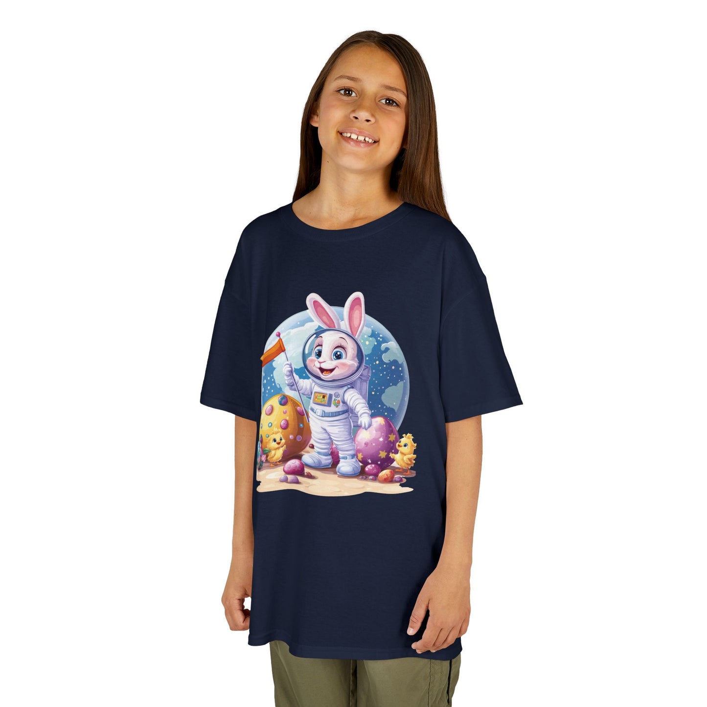 Kids Easter Astronaut Bunny T-Shirt, Space Bunny with Eggs, Galaxy Adventure Tee, Cute Bunny Gift for Boys and Girls