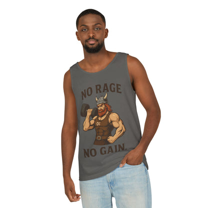 No Rage No Gain Viking Gym Tank Top, Funny Muscle Workout Tee, Barbarian Fitness Tank for Men, Gym Wear, Workout Gear, Casual Summer Outfit