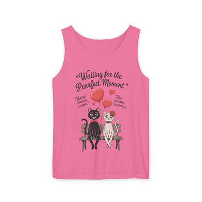 Cute Cat Lovers Tank, Womens Heavy Cotton Tank Top for Pet Owners, Funny Cat Tee, Gift for Cat Lovers, Casual T-Shirt, Animal Art Tee