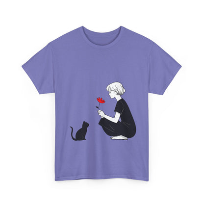 Cat Lover's Heavy Cotton Tee, Cute Cat Shirt, Pet Owner Gift, Animal Lover Apparel, Birthday Gift for Her, Women's Cotton T-Shirt, Cat Lover