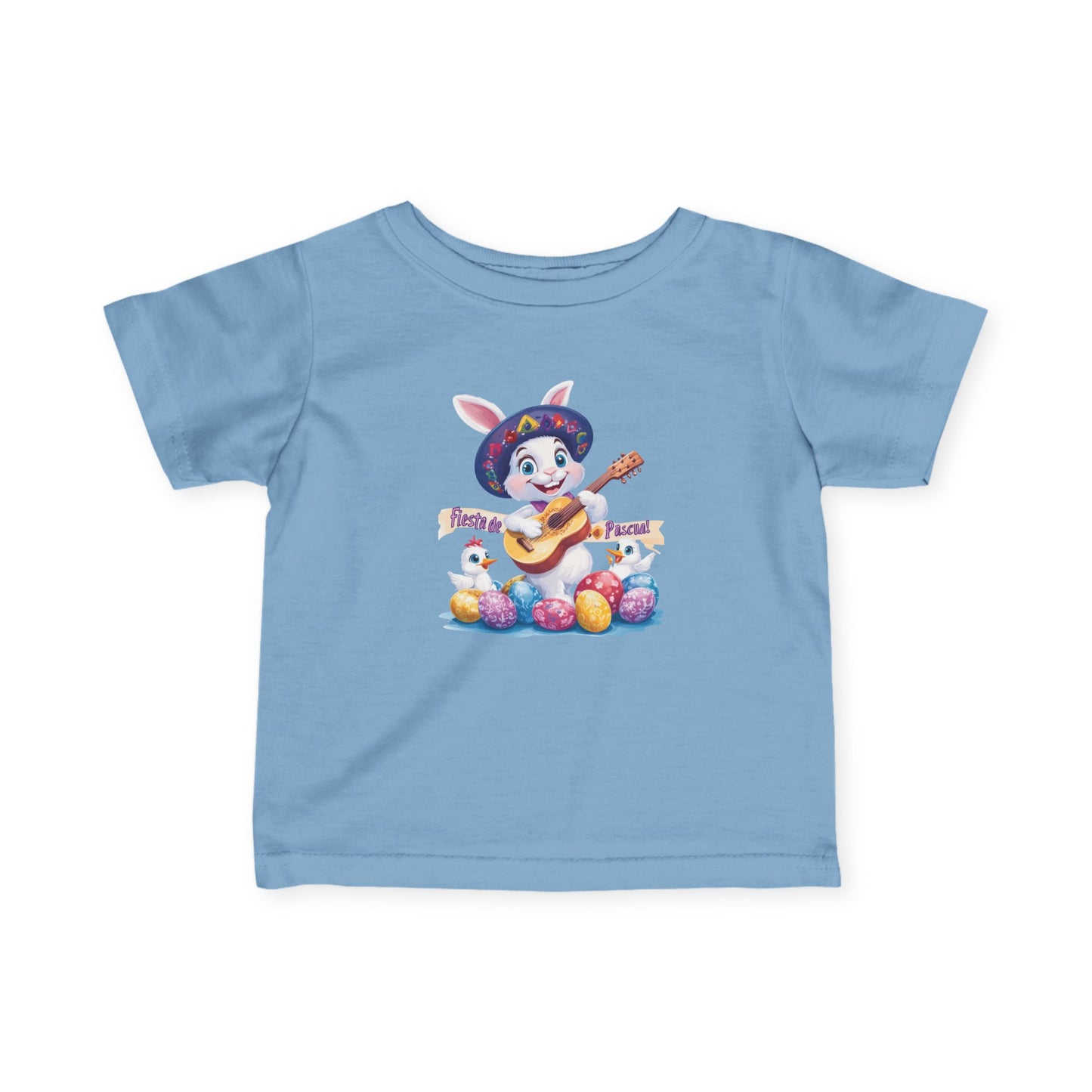 Fiesta de Pascua Baby T-Shirt - Cute Mexican Easter Bunny Tee with Guitar, Fun Spring Outfit for Infants 6 - 24 Months, Holiday Gift Idea