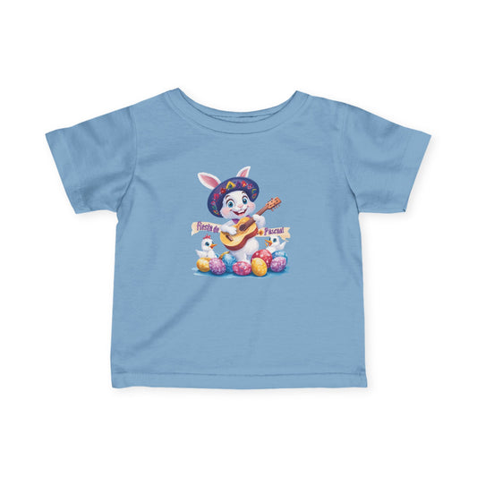 Fiesta de Pascua Baby T-Shirt - Cute Mexican Easter Bunny Tee with Guitar, Fun Spring Outfit for Infants 6 - 24 Months, Holiday Gift Idea