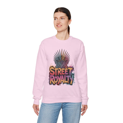 Street Royalty Women's Crewneck Sweatshirt, Graffiti Crown Graphic Pullover, Urban Streetwear Top