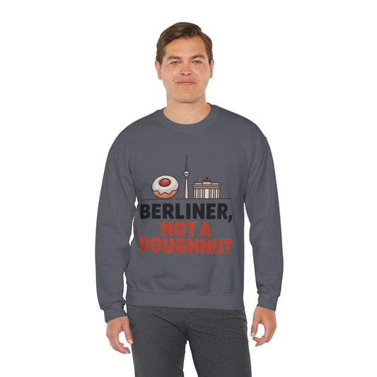 Mens Heavy Blend™ Crewneck Sweatshirt, Berliner Not a Doughnut Funny Berlin Mens Sweatshirt