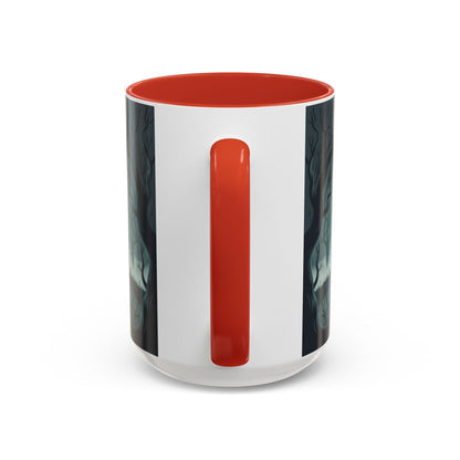 Haunted Mansion Mug, Ghostly Gothic Forest Coffee Cup, Spooky Haunted House Halloween Gift for Horror Lovers, Accent Coffee Mug (11, 15oz)