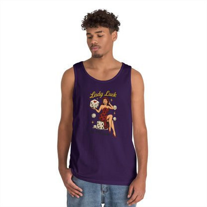 Lucky Me Tank Top, Retro Lady Luck Tee for Men, Gambling & Dice Themed Tee, Vintage Pin-Up Vegas Gift, Good Luck Gifts, for Luck Enthusiasts