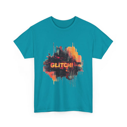 Glitch Art Unisex Heavy Cotton Tee, Trendy Graphic Top, Gift for Tech Lovers, Abstract Street Style Graphic Tee,Techcore Aesthetic Shirt
