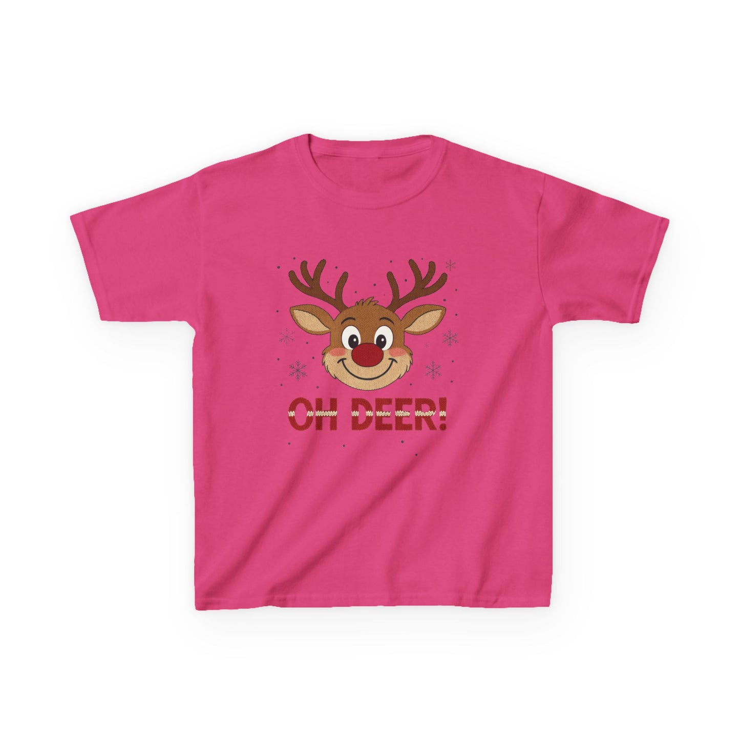 Girls Oh Deer Christmas T-Shirt, Cute Reindeer Kids Holiday Tee