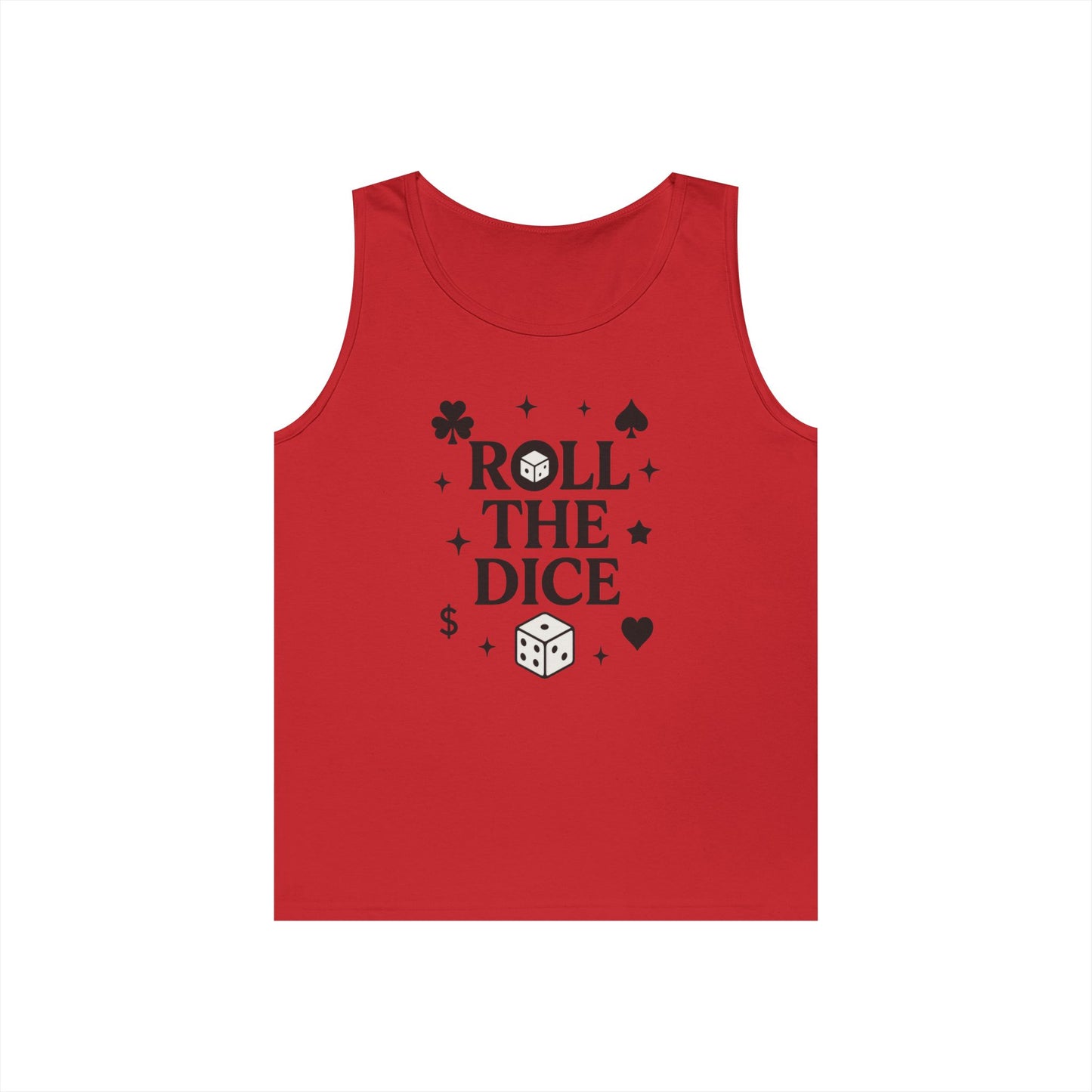 Playful Dice Tank Top, Mens Heavy Cotton Gaming Apparel, Casual Wear, Party Outfit, GYM Lover Gift, Summer Essential